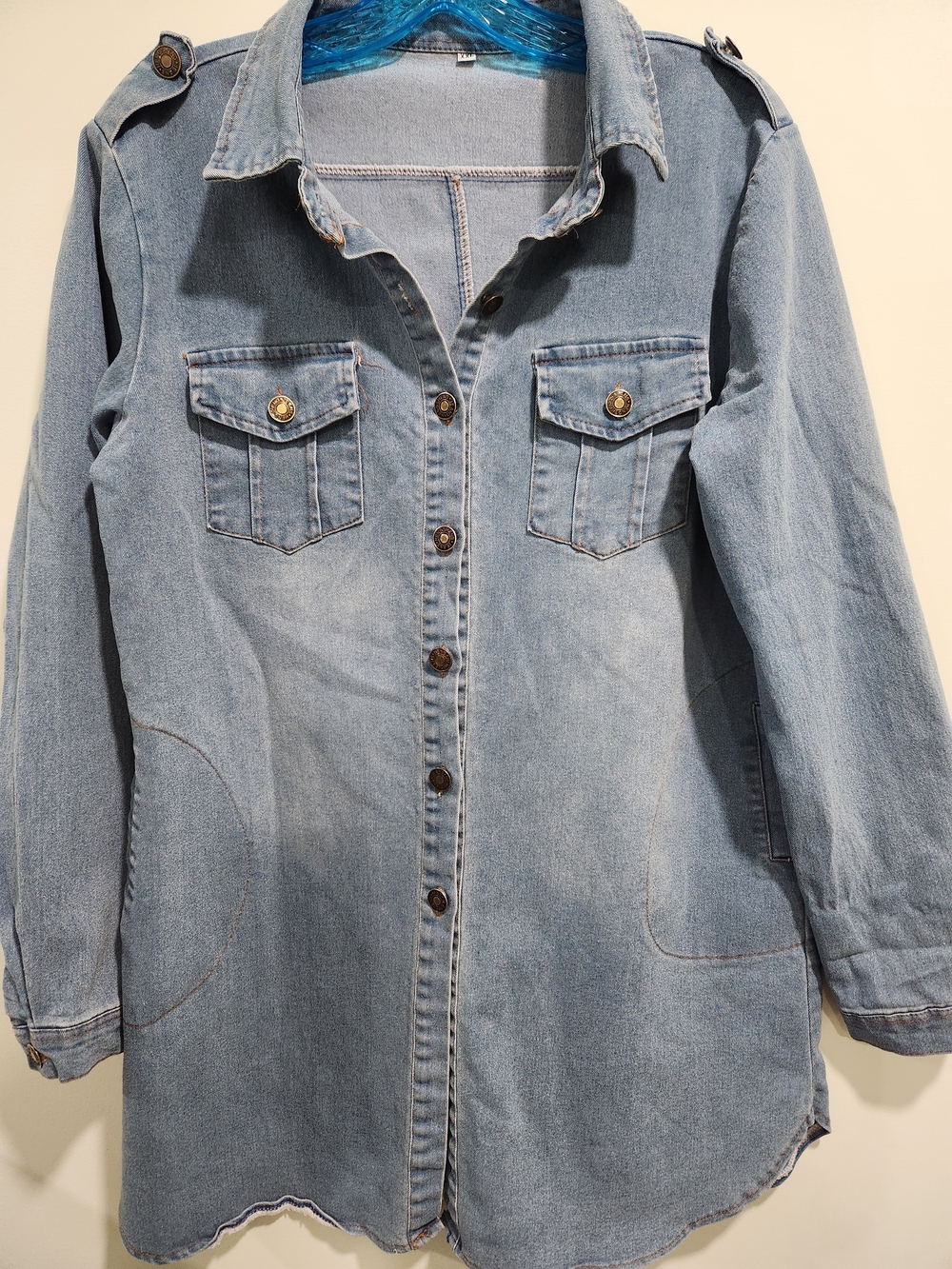 Women's Light Wash Denim Shirt Jacket - Classic Jean Coat